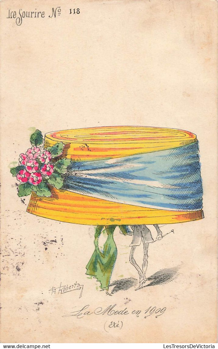CPA Illustrateur - Roberty - La Mode 1909 - Le Sourire N°118 - Chapeau à Fleurs Sur Jambes Et La Mode En 1909 été - Otros & Sin Clasificación