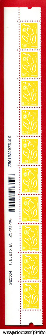 2006 - Marianne De Lamouche N° 3731b - 1 Bande Verticale 10 Timbres - Légende ITVF - Date 25.01.06 - 2000-2009