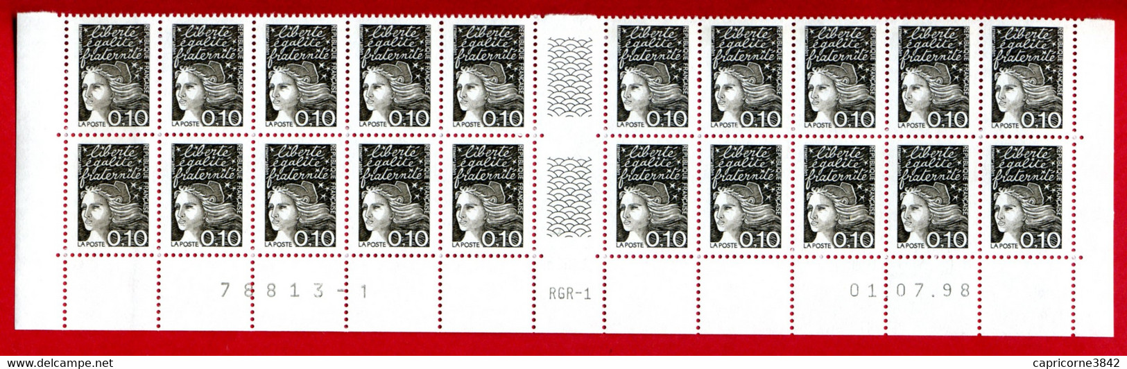 Marianne De Luquet N° 3086 - Bas De Feuille De 20 Tp - Date 01.07.98 - 1990-1999