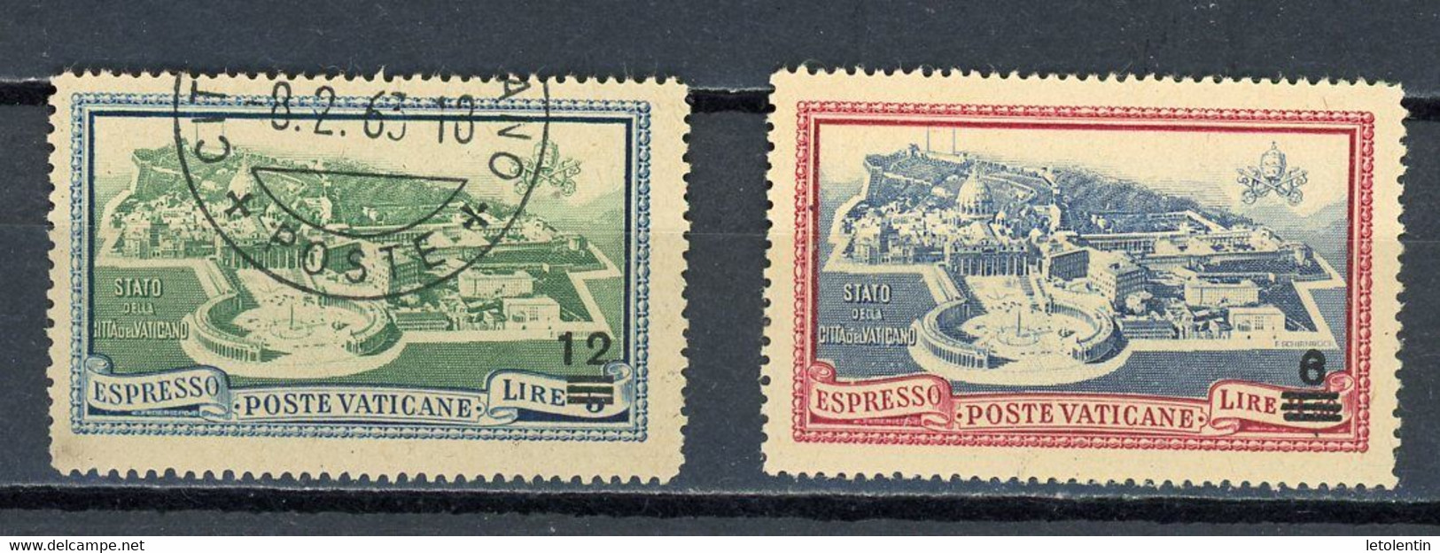 VATICAN: POUR LETTRES PAR EXPRES -  N° Yvert 7+8 Obli. - Eilsendung (Eilpost)