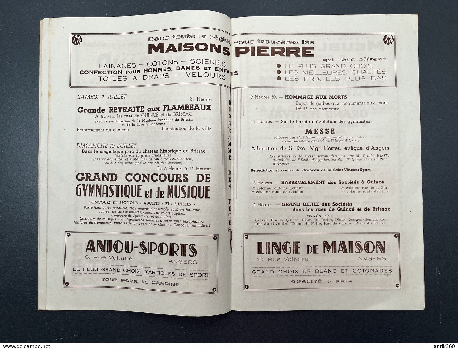 BRISSAC (49) Ancien Programme Grand Concours De Musique Et Gymnastique 10/07/1949 - Programma's