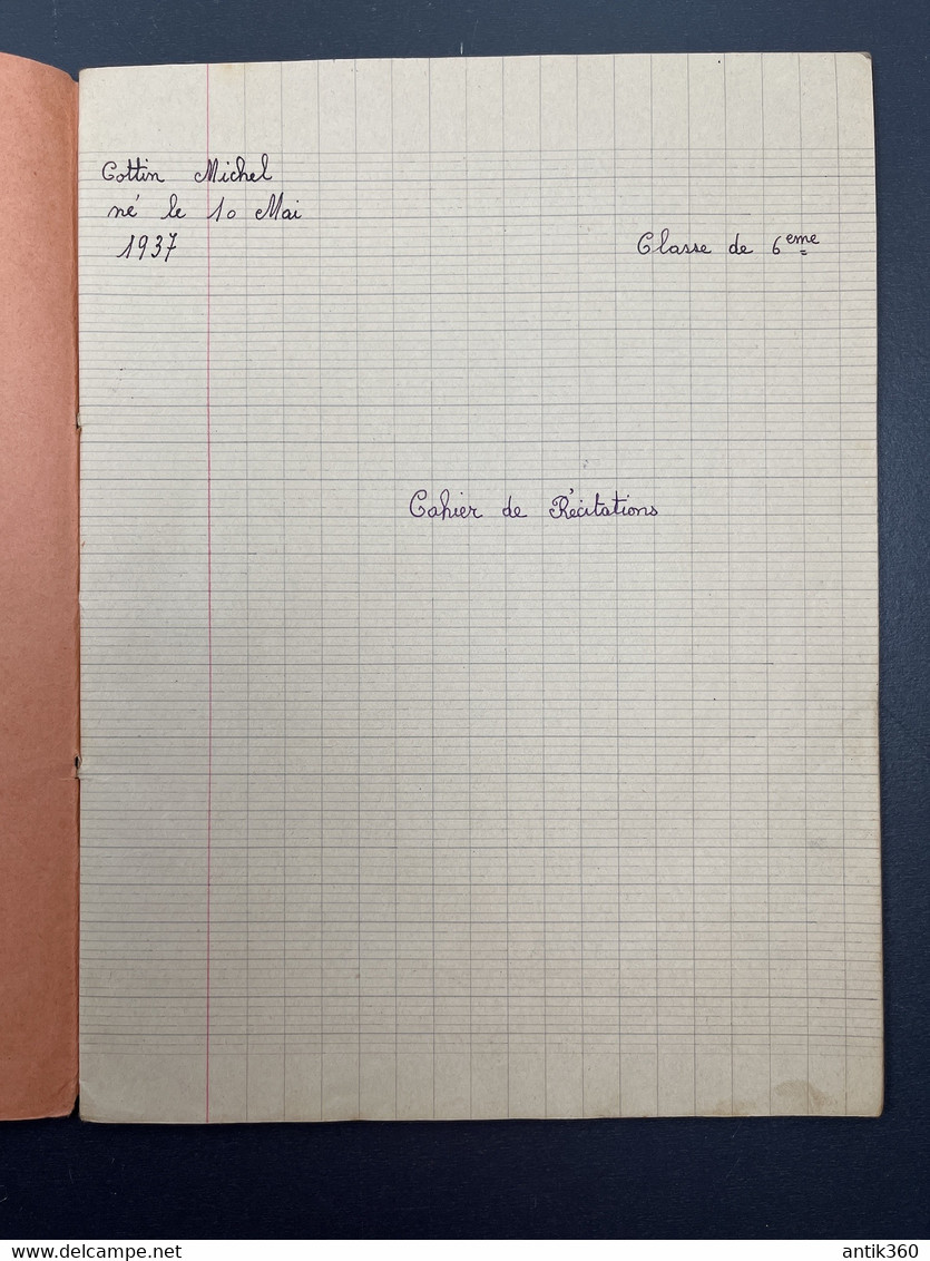 BOURBON-LANCY Cahier De Récitations Scolaire Ecole Publique Laïque Circa 1945 - Diploma's En Schoolrapporten