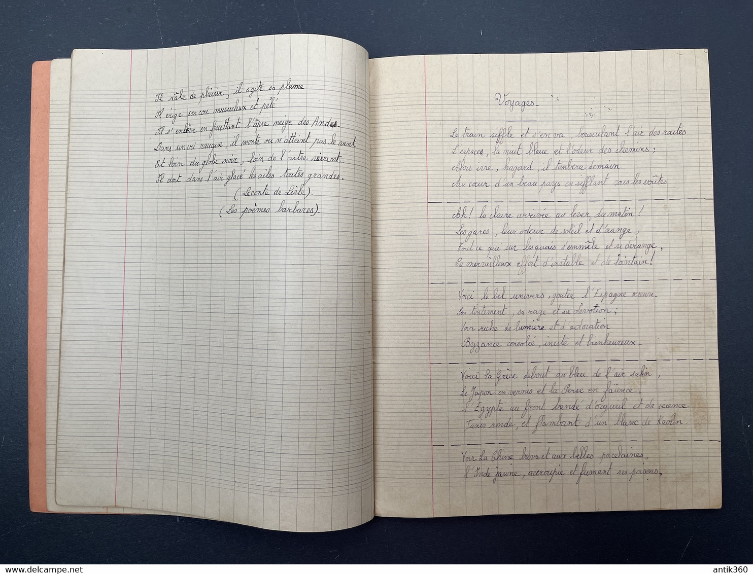 BOURBON-LANCY Cahier De Récitations Scolaire Ecole Publique Laïque Circa 1945 - Diplome Und Schulzeugnisse
