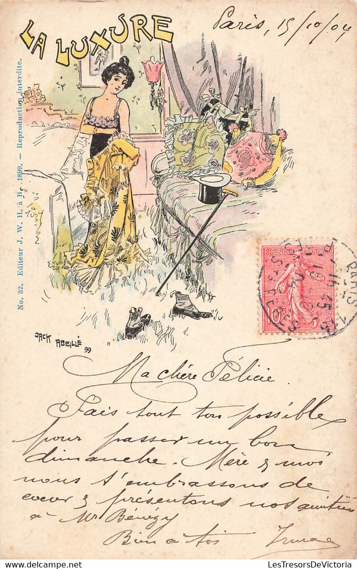 CPA Illustrateur - Jack Abeille - La Luxure - Editeur J W H - Femme Qui Se Déshabille - Circulée En 1904 - Altri & Non Classificati