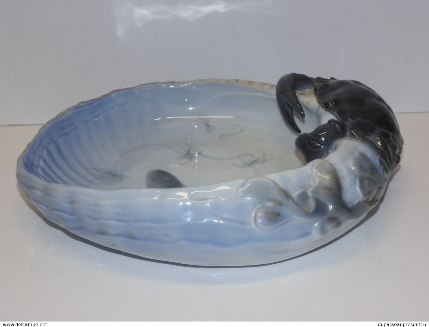 *RARE SUPERBE COUPE VIDE POCHE CRABE BLEU PORCELAINE ROYAL COPENHAGUE déco    E