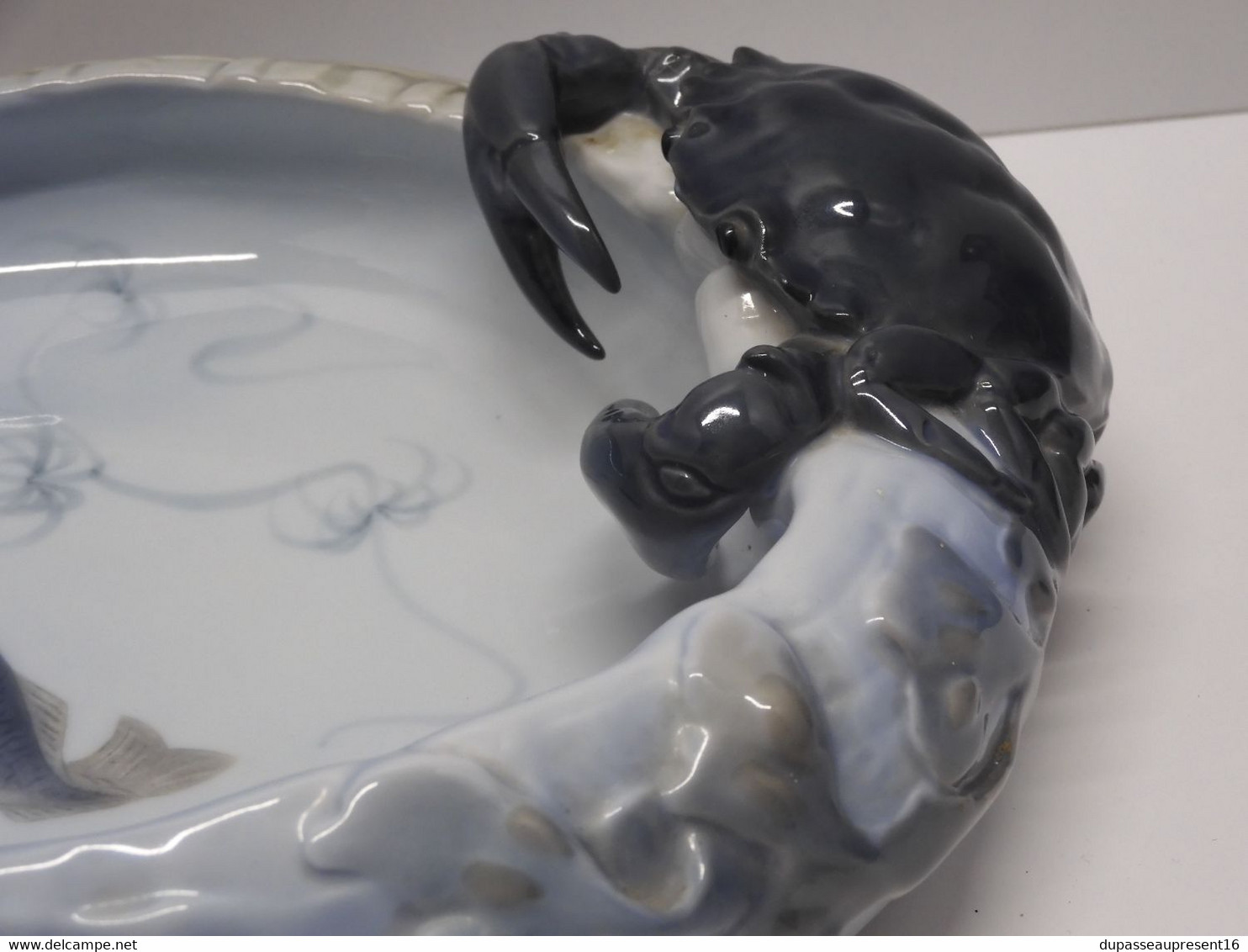 *RARE SUPERBE COUPE VIDE POCHE CRABE BLEU PORCELAINE ROYAL COPENHAGUE déco    E