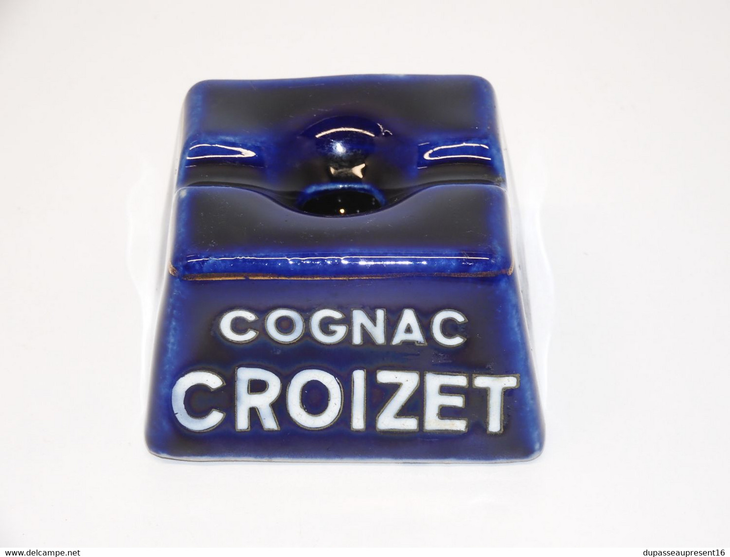 *ANCIEN ENCRIER CERAMIQUE BLEU 2 FOUR PUBLICITE COGNAC CROIZET PUB COLLECTION  E - Encriers