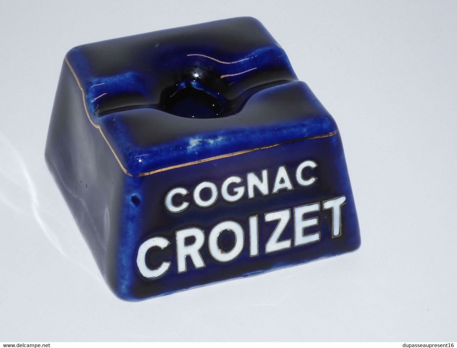 *ANCIEN ENCRIER CERAMIQUE BLEU 2 FOUR PUBLICITE COGNAC CROIZET PUB COLLECTION  E - Tinteros