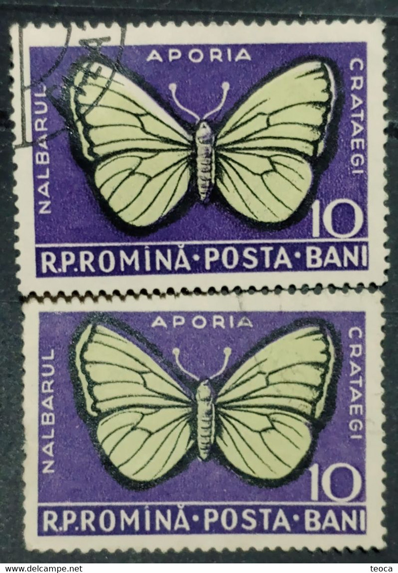 Errors Romanua 1956 MI 1586 Printes With Butterfly Wings Displaced From The Frame, Butterfly Displaced  In Im Butterfly - Variedades Y Curiosidades