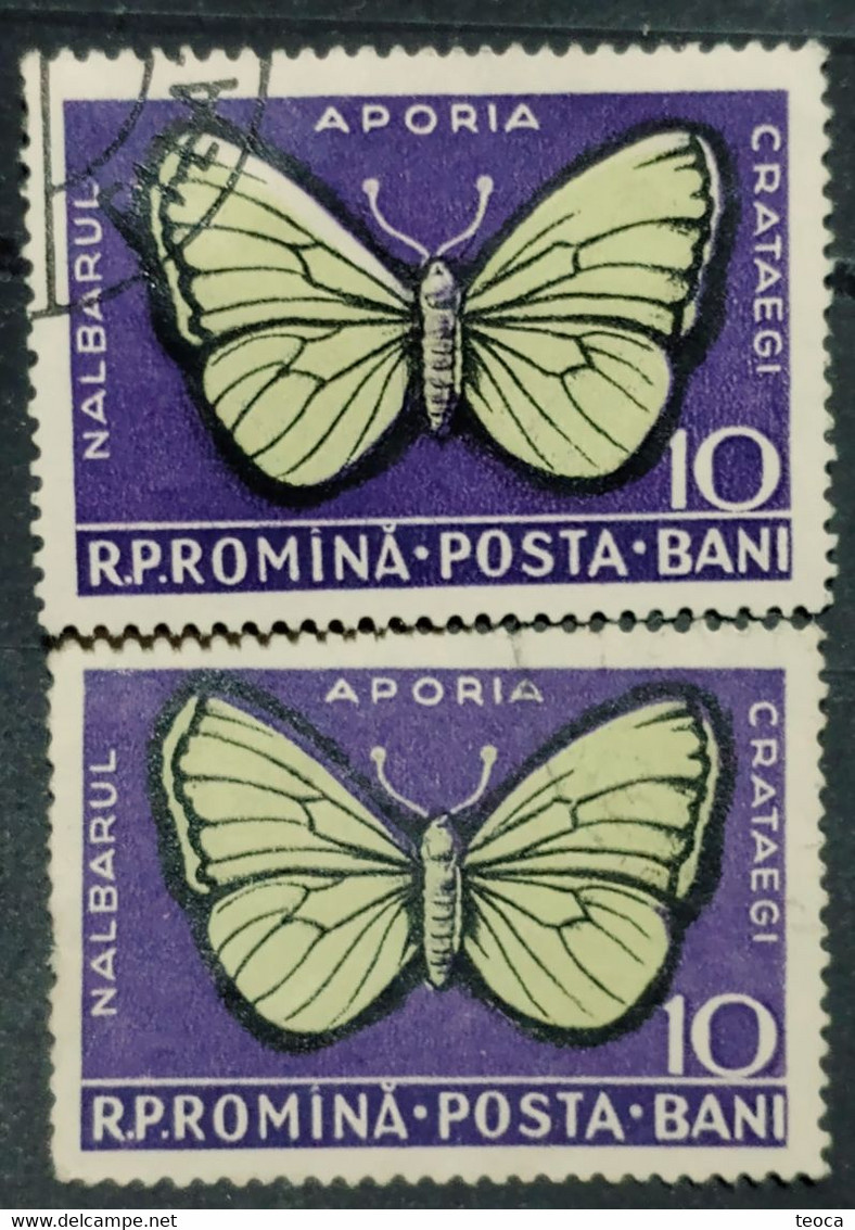 Errors Romanua 1956 MI 1586 Printes With Butterfly Wings Displaced From The Frame, Butterfly Displaced  In Im Butterfly - Abarten Und Kuriositäten