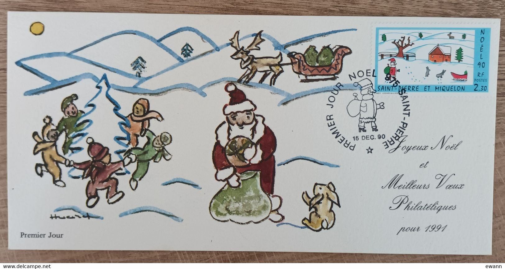 St Pierre Et Miquelon - CM 1990 - YT N°533 - Noël / Dessin D'enfant - Maximumkarten