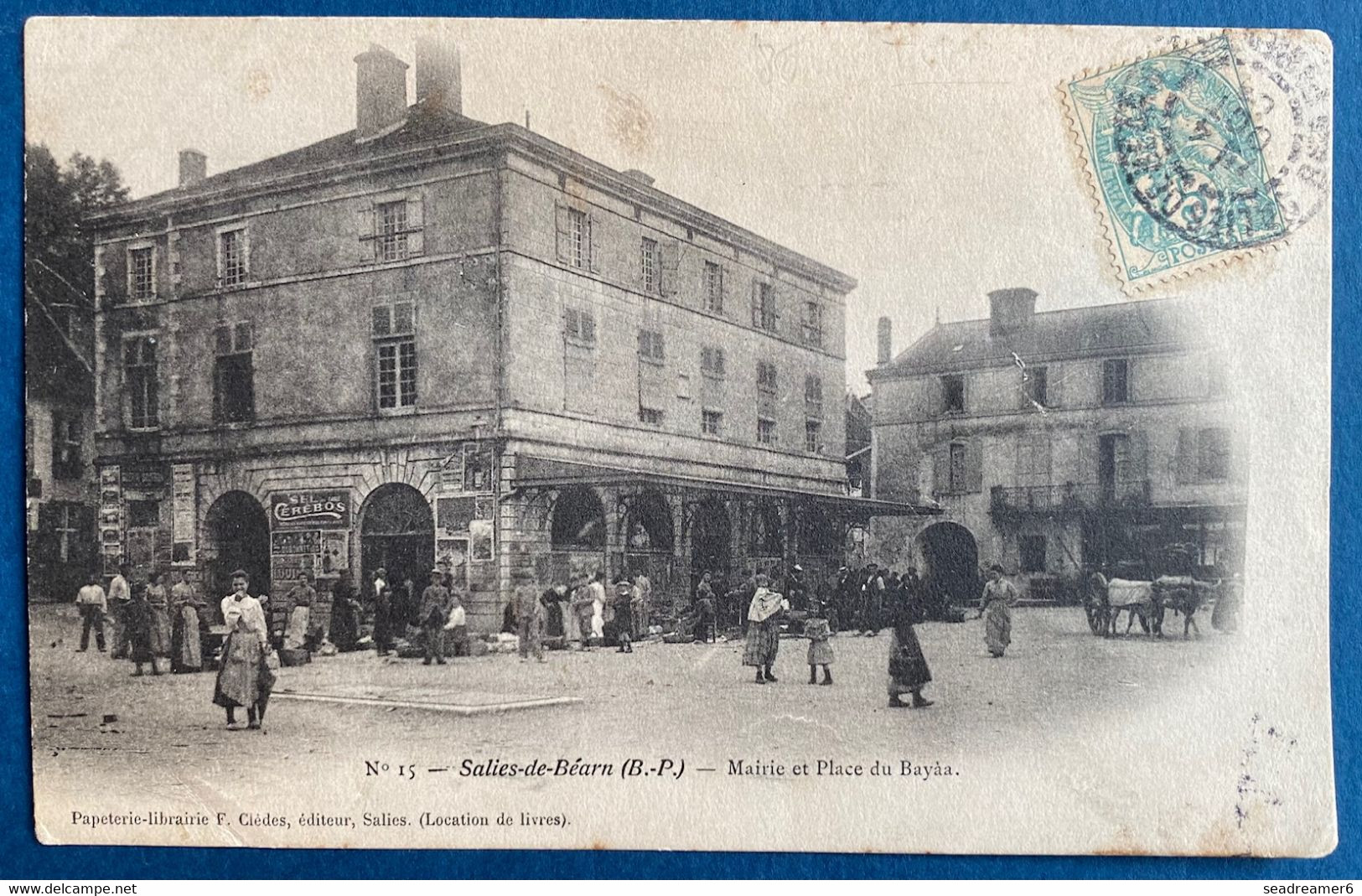 Carte Postale De Saliès De Béarn Type Blanc N°111 Oblitéré + Tres Rare Dateur "TRANSBORDT Des DEPes " Signé BAUDOT - 1900-29 Blanc