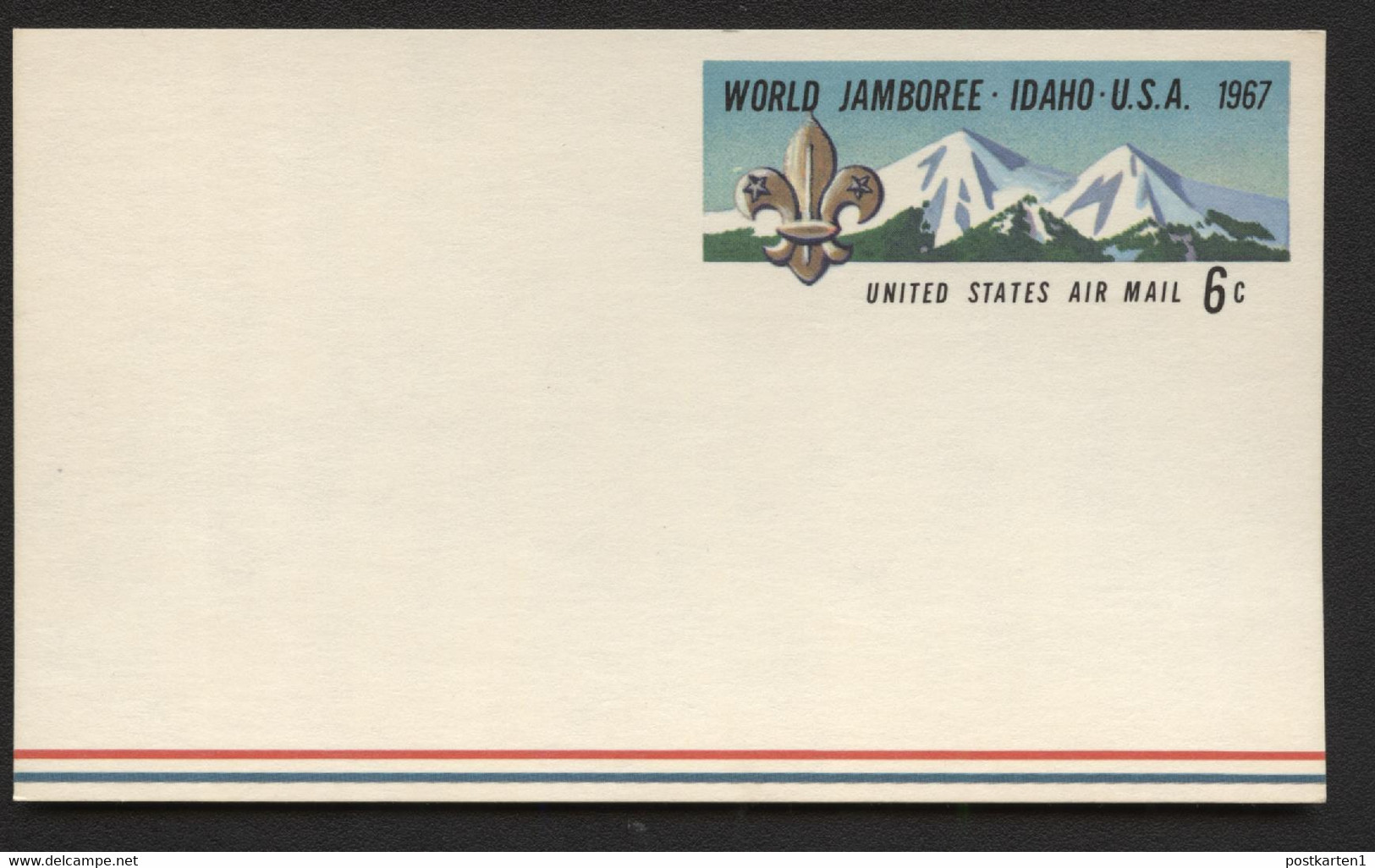 UXC7 Air Mail Postal Card WORLD SCOUT JAMBOREE Mint Vf 1967 - 1961-80