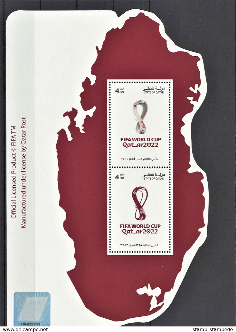 LOGO / EMBLEM - 2022 FIFA World Cup Soccer Football In Qatar - Miniature Stamp Sheet ** - Map Odd Shape Sports Hologram - 2022 – Qatar