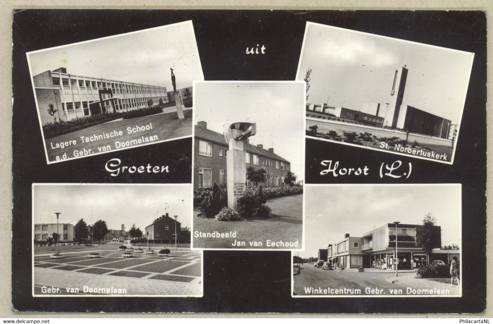 Horst - LTS/St. Norbertuskerk/Gebr. Van Doornelaan/Standbeeld/Winkelcentrum - Horst