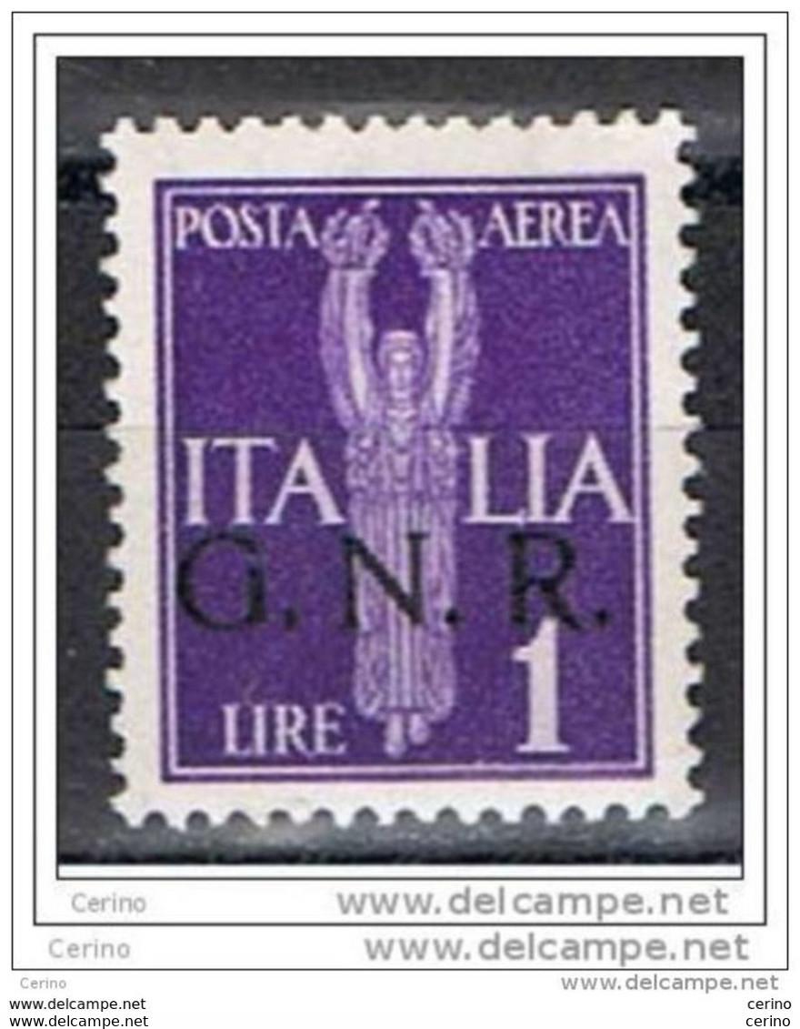 R.S.I.:  1944  P.A. SOPRASTAMPATO  G.N.R.  -  £. 1  VIOLETTO  N. -  SASS. 121 - Luchtpost