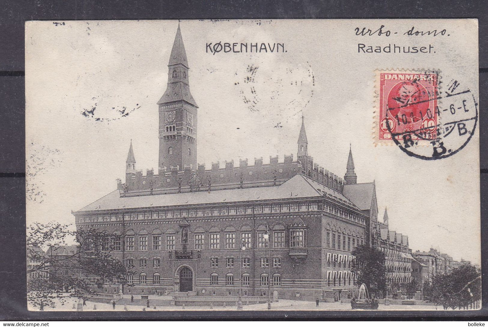 Danemark - Carte Postale De 1910 - Oblit Kobenhavn - Exp Vers Bruxelles - Vue De La Mairie - Brieven En Documenten