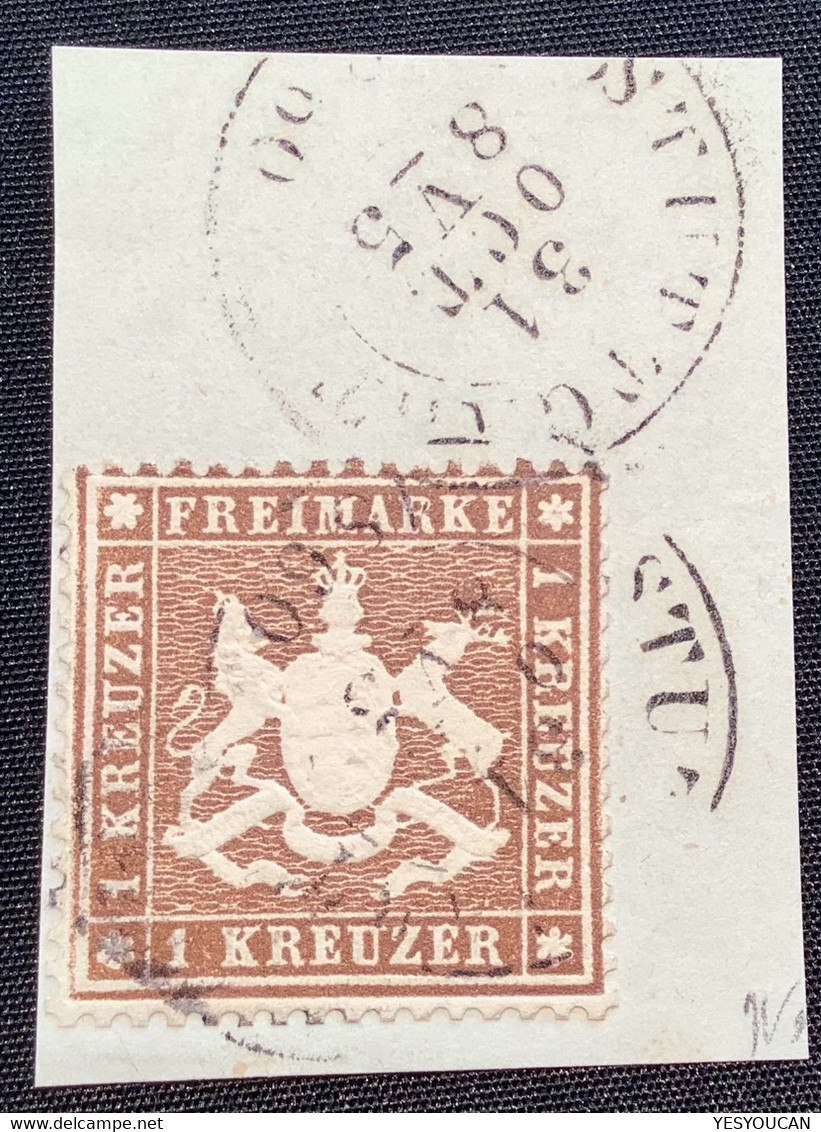 Württemberg Mi.16xa, 1860 1 Kr Braun Dickes Papier Gestempelt KB Thomas Heinrich BPP (Wurtemberg Cert XF Used - Afgestempeld