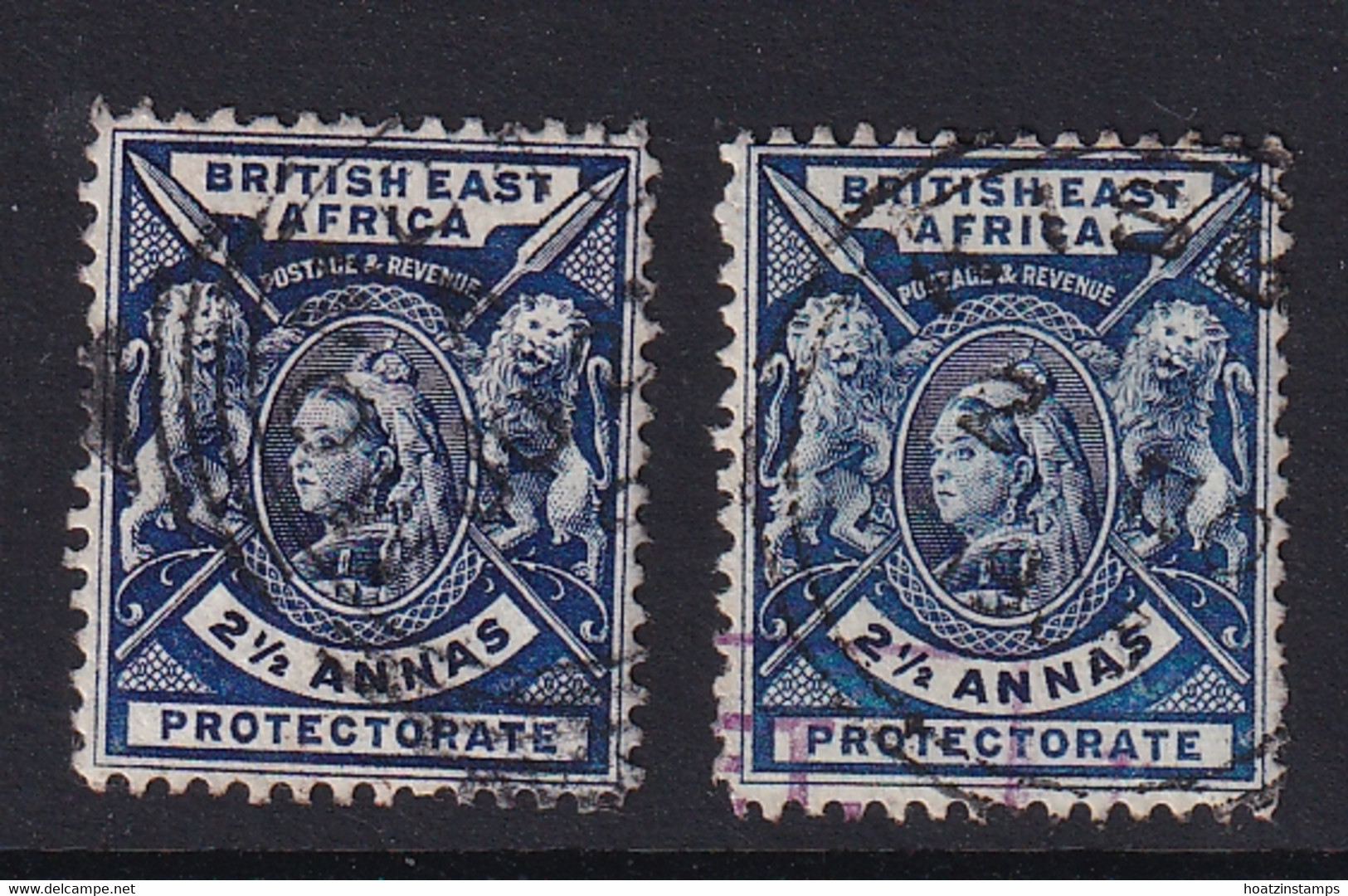 British East Africa: 1896/1901   QV     SG68/68a    2½a   Deep Blue And Violet-blue   Used - British East Africa