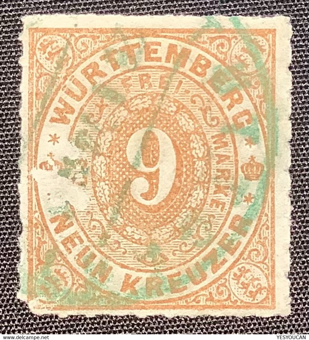 Württemberg Mi.40 A ABART 1869 9 Kr. Braun STUTTGART  KB Heinrich BPP (Wurtemberg Cert Variété Variety - Oblitérés