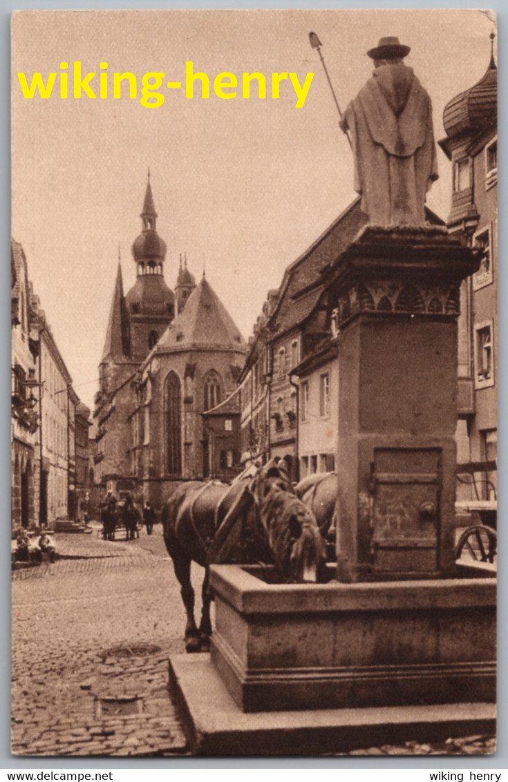 St Wendel - S/w Blick Auf Den Dom Am Wendelinusbrunnen 1   Postkarte Des Saar Hilfswerks - Kreis Sankt Wendel