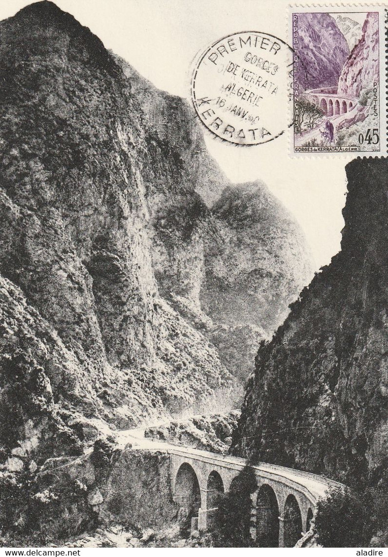 1960 - Carte Maximum Et 1er Jour GORGES DE KERRATA, Kherrata,  Béjaïa, Kabylie, ALGERIE - Covers & Documents