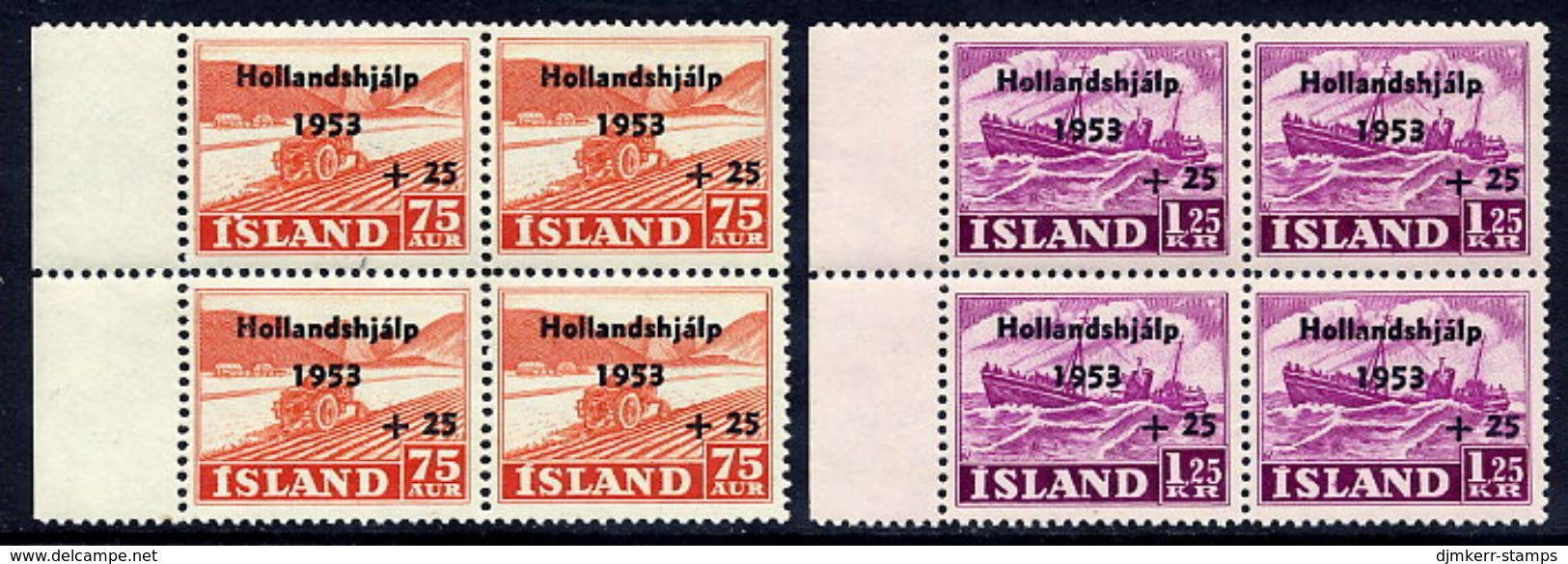 ICELAND 1953 Netherlands Flood Relief In Blocks Of 4 MNH / **.  Michel 285-86 - Nuovi