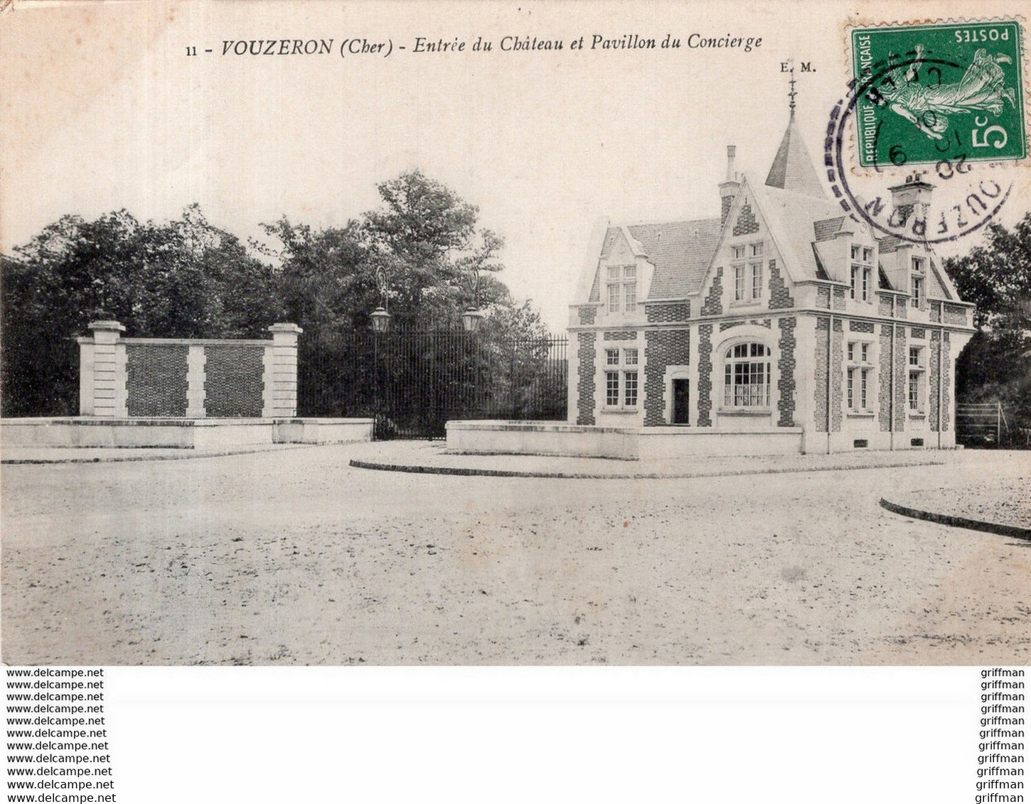 VOUZERON ENTREE DU CHATEAU ET PAVILLON DU CONCIERGE 1908 TBE - Vouzeron