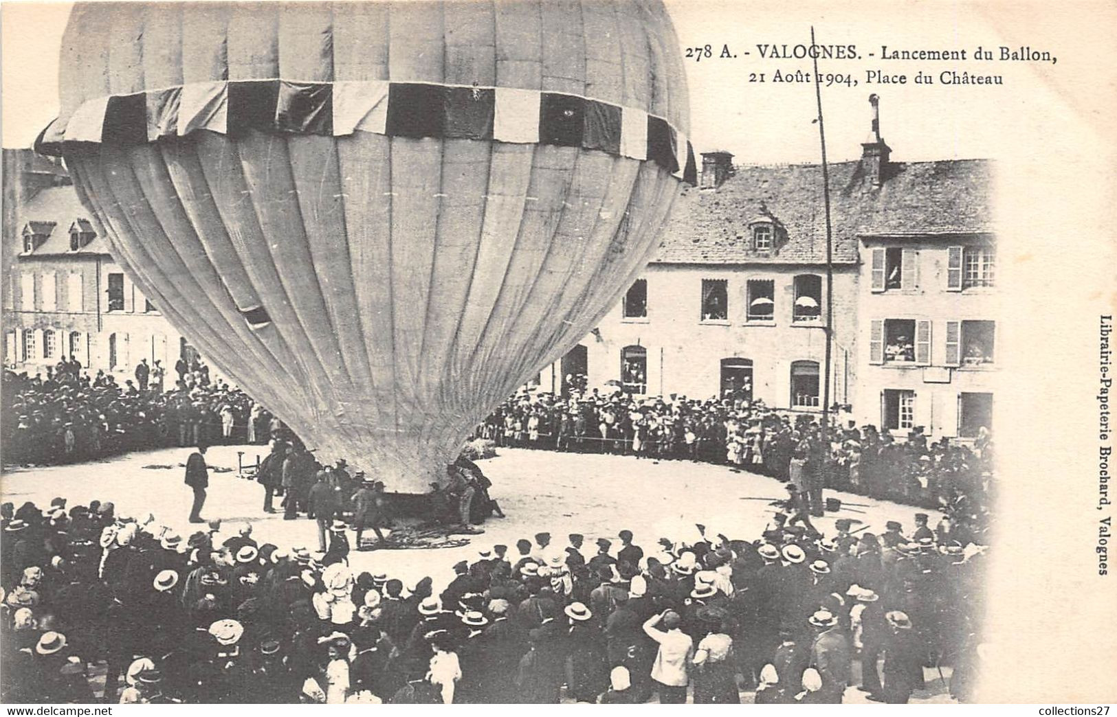 50-VALOGNES- LANCEMENT DU BALLON , 21 AOÛT 1904 PLACE DU CHÂTEAU - Valognes