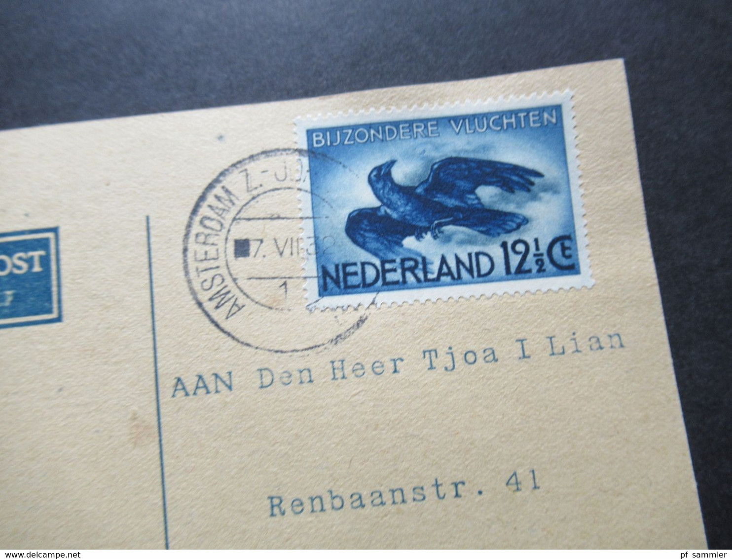 Niederlande 1938 Flugpostmarke Für Sonderflüge Mi.Nr.321 EF Per Luchtpost Nach Batavia Ned.Oost Indie Stempelfehler?? - Lettres & Documents