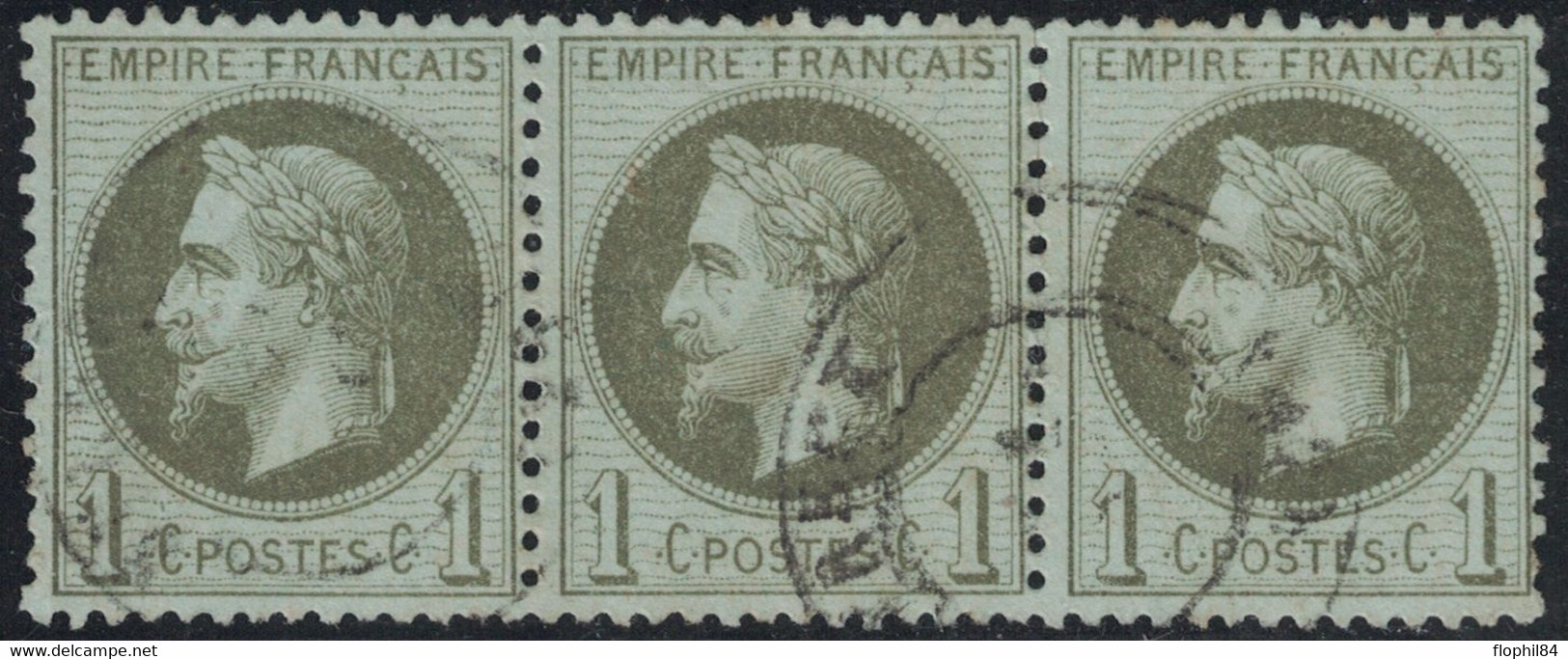 EMPIRE - N°25 - BANDE DE 3 - OBLITERATION CACHET A DATE - COTE  85€. - 1863-1870 Napoleon III With Laurels