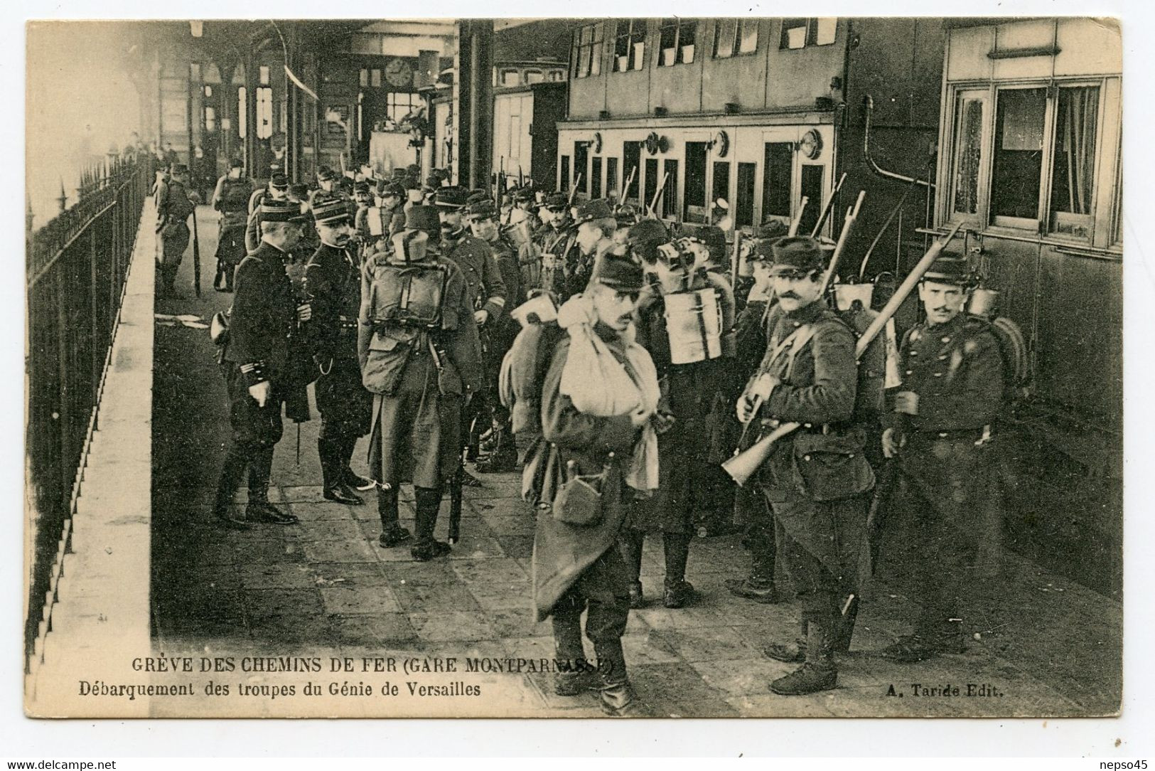 Paris. Grève Des Chemins De Fer Gare Montparnasse,débarquement Des Troupes Du Génie De Versailles - Streiks