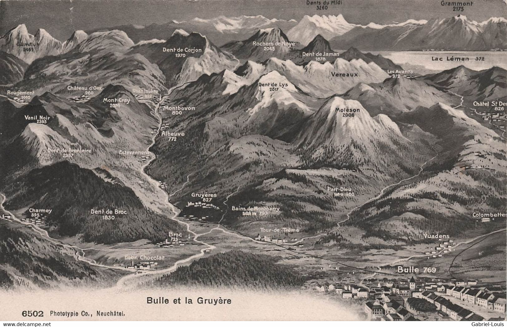 Carte Bulle Gruyère Pays D'Enhaut Moléson Gruyères 1906 - Bulle