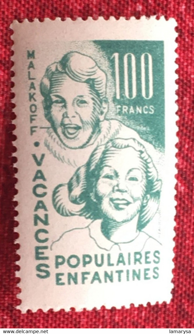 Vignette Malakoff Vacances Populaires Enfantines -☛Erinnophilie,stamp,Timbre,Label,Sticker-Aufkleber-Bollo-Viñeta-rare - Croix Rouge