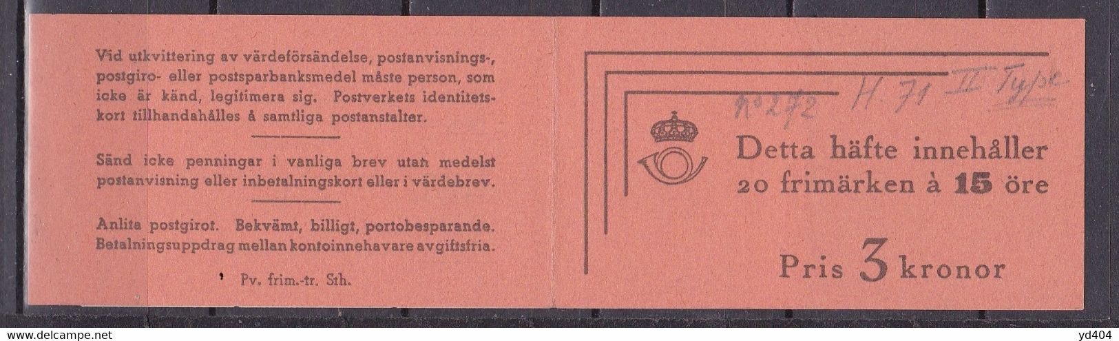 SE801 – SUEDE – SWEDEN – BOOKLETS - 1946 – KING GUSTAV V – Y&T # C261b - MNH 50 € - 1904-50