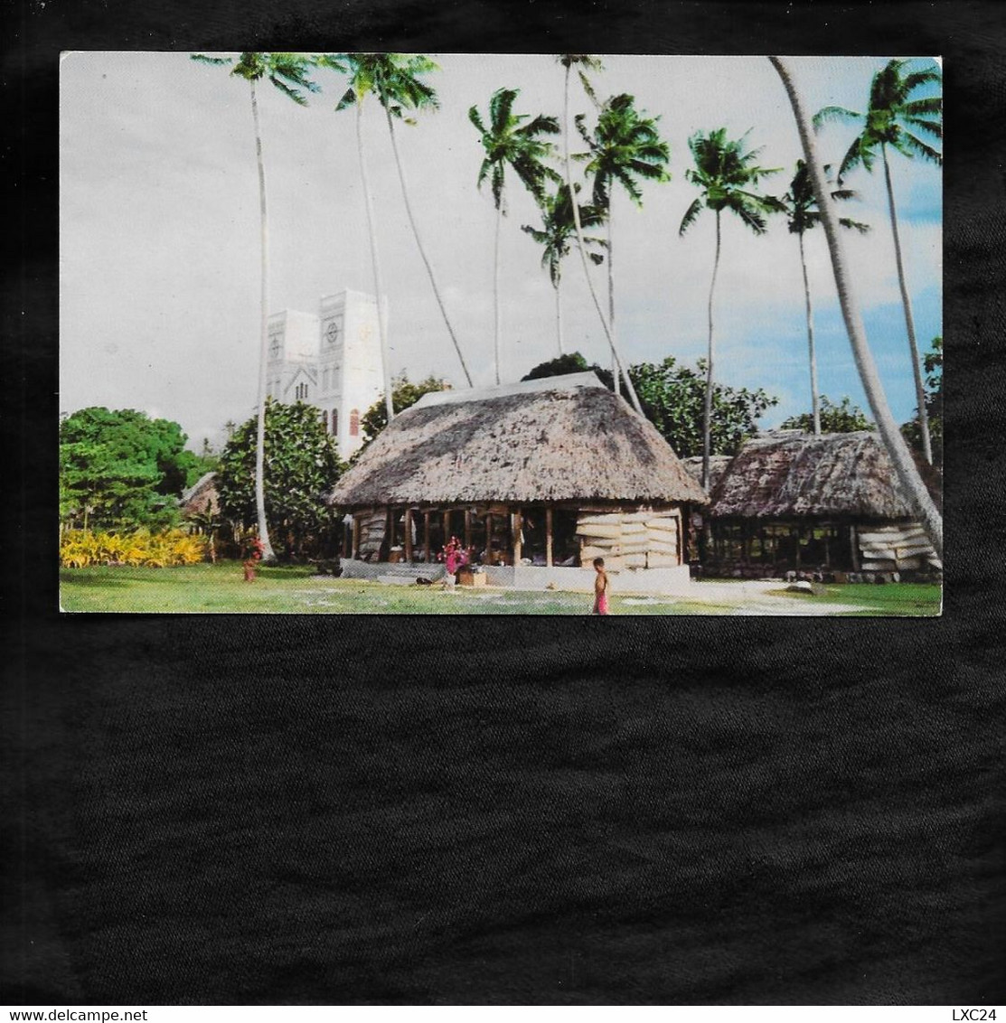 TYPICAL SAMOAN VILLAGE, SHOWING PLAITED COCONUT BLINDS.... - Samoa