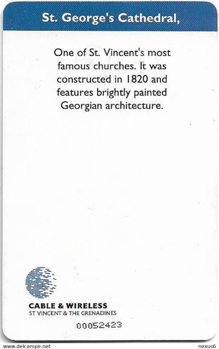 St. Vincent - C&W (Chip) - St. George's Cathedral, - Gem5 Red, 2000, 40EC$, Used - San Vicente Y Las Granadinas