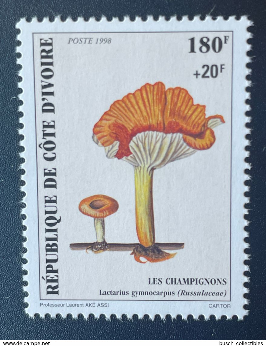 Côte D'Ivoire Ivory Coast 1998 Champignons Mushrooms Pilze Mi. A1194 180+20 F Surchargé Overprint Aufdruck - Côte D'Ivoire (1960-...)