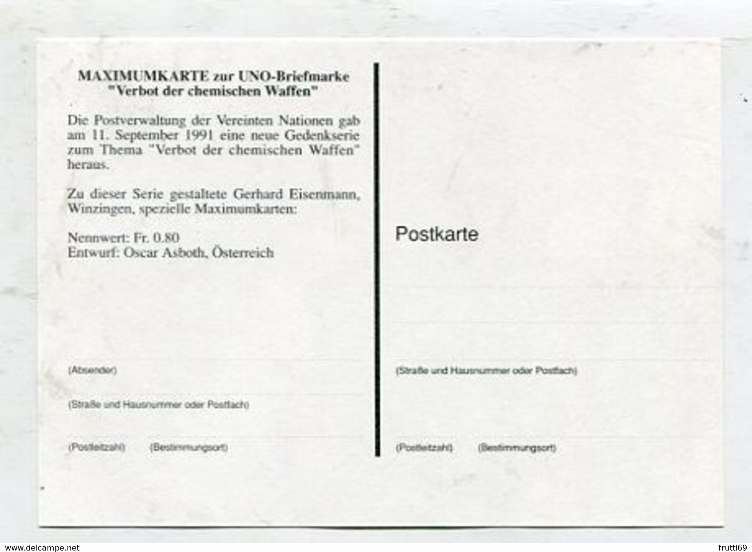 MC 076138  - UNITED NATIONS - Verbot Der Chemischen Waffen - Cartes-maximum