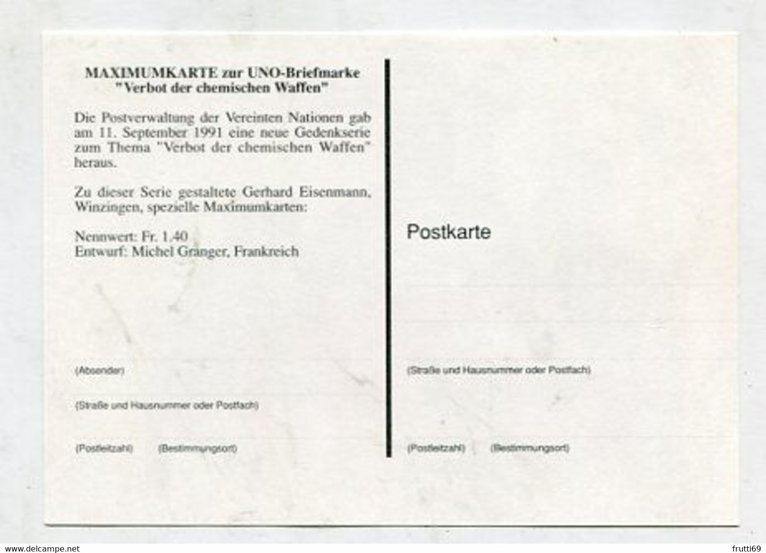 MC 076139  - UNITED NATIONS - Verbot Der Chemischen Waffen - Maximum Cards