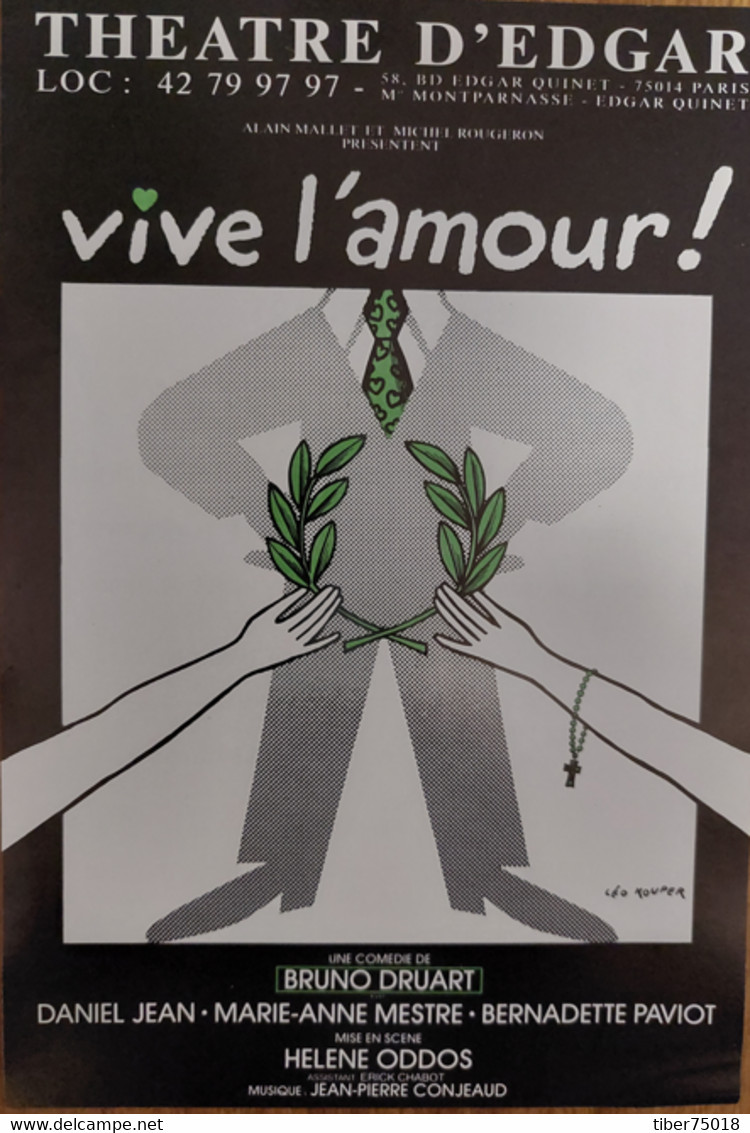 Affichette Programme (14,5 X 21) Vive L'amour ! (Théâtre D'Edgar) Illustration : Léo Kouper - Kouper