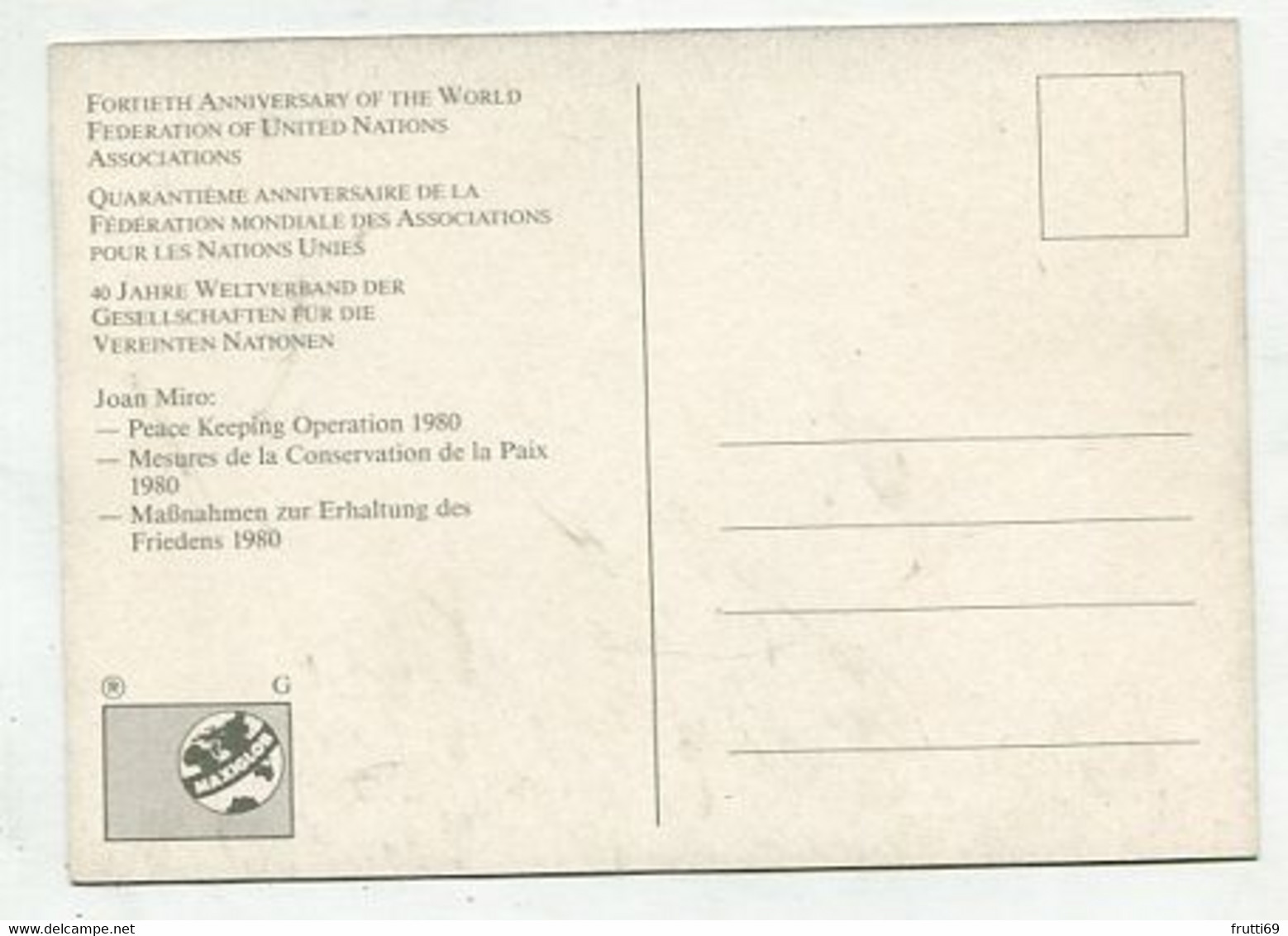 MC 076168 - UNITED NATIONS - Fortieth Anniversary Of The World Federation Of United Nations Associations - Cartes-maximum