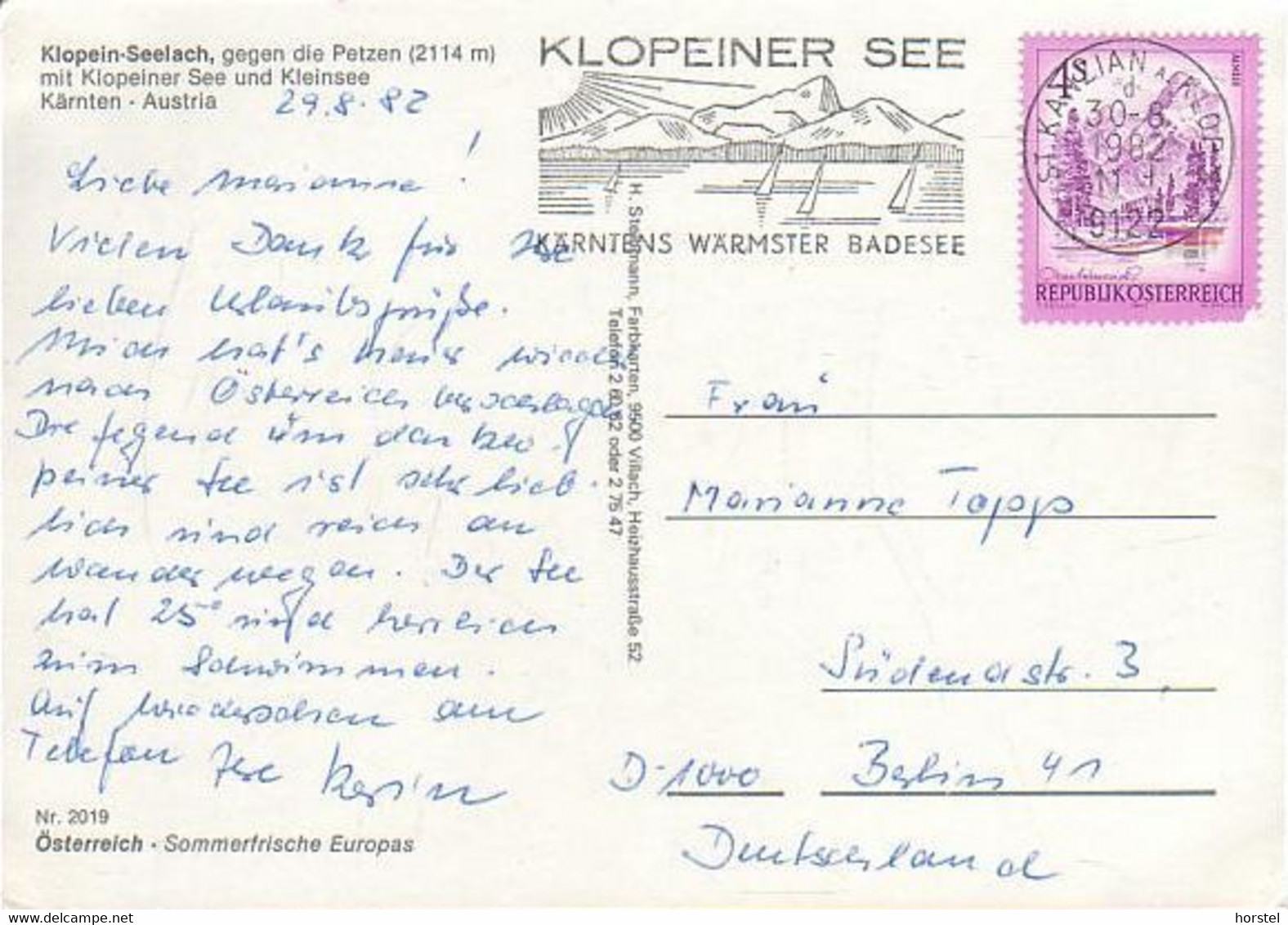 Austria - 9122 St. Kanzian  - Klopein - Seelach -  Klopeiner See - Nice Stamp - Klopeinersee-Orte