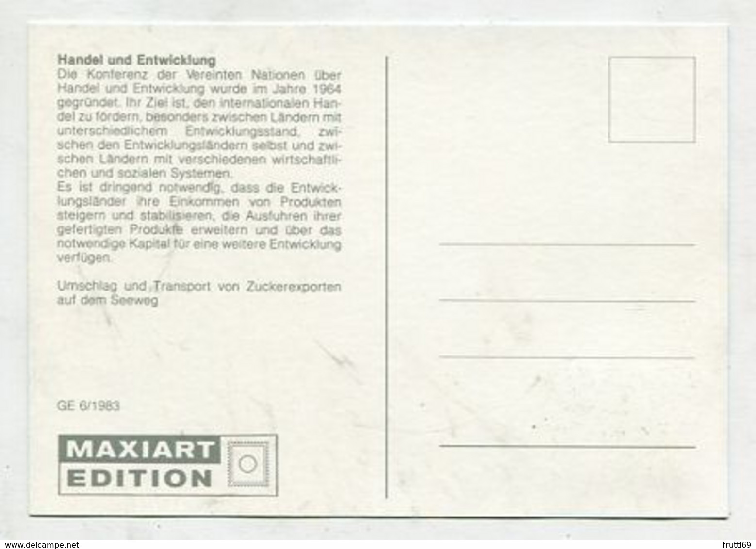 MC 076190 - UNITED NATIONS - Handel Und Entwicklung - Cartes-maximum