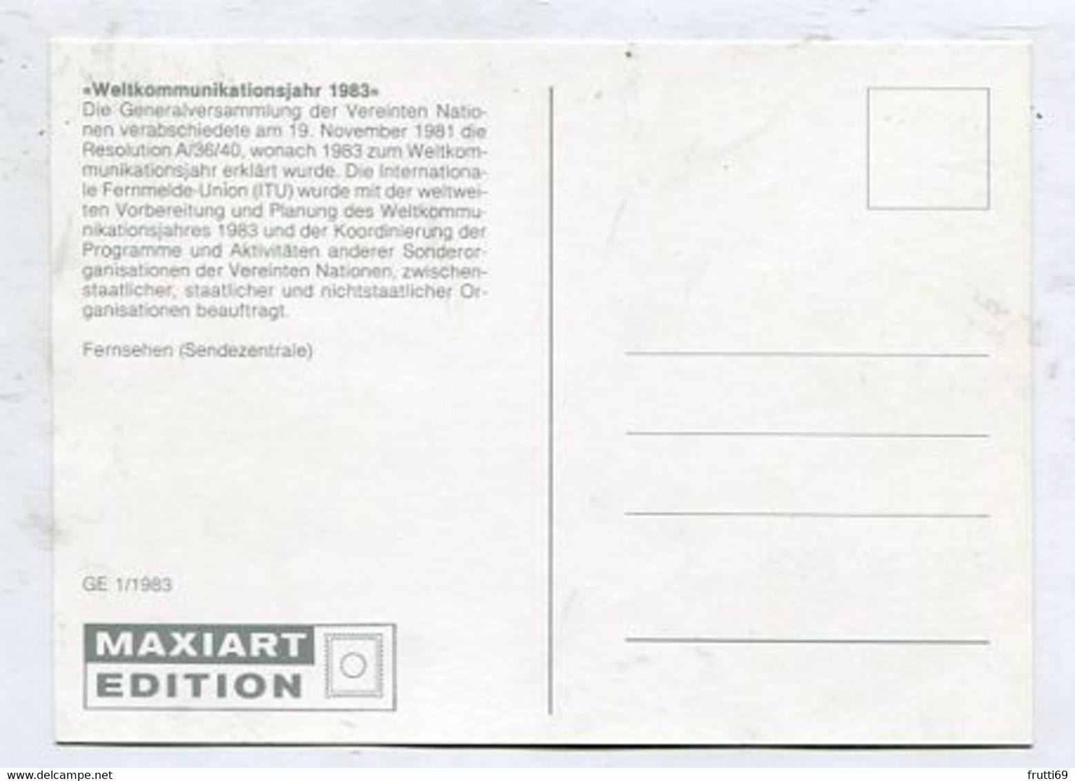 MC 076192 - UNITED NATIONS - Weltkommunikationsjahr 1983 - Maximum Cards