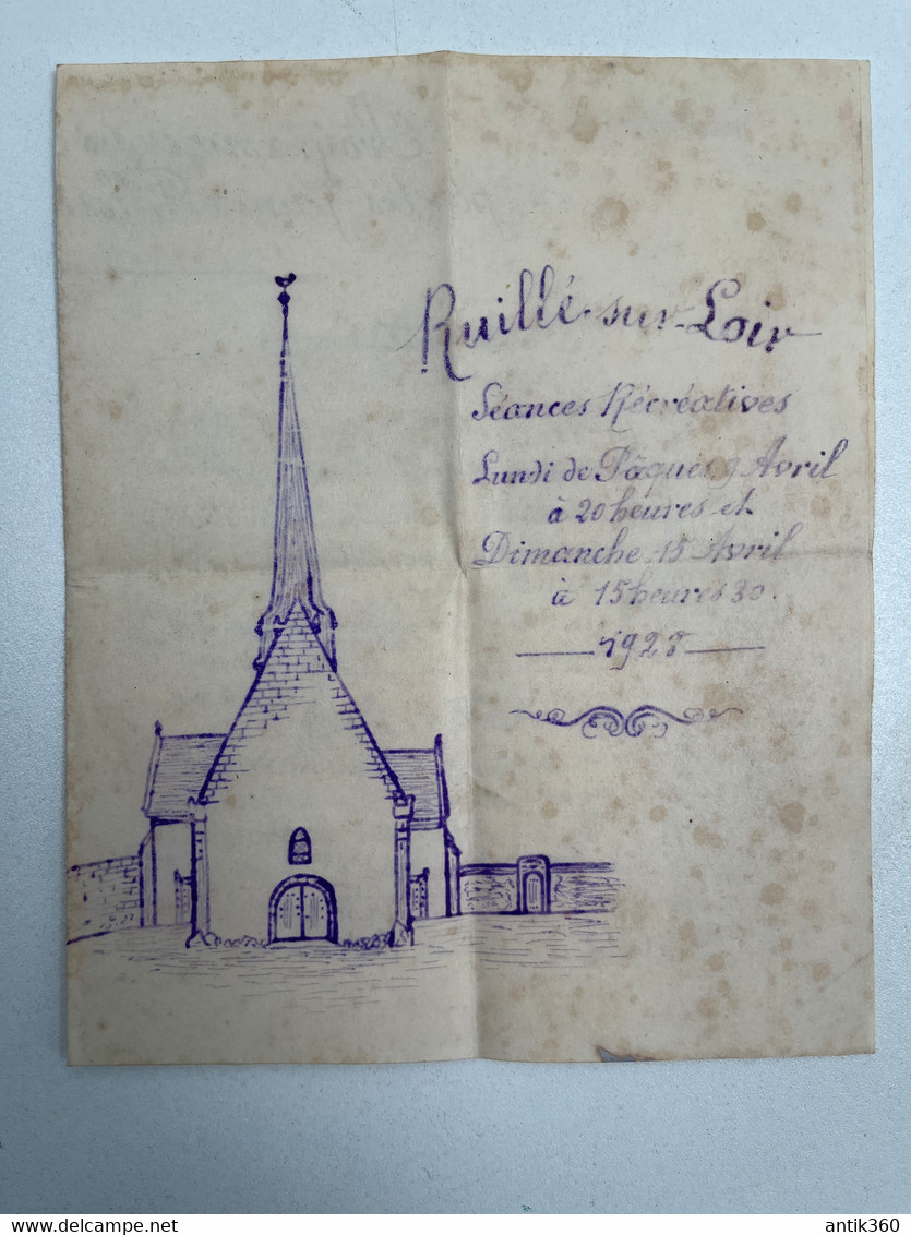 Ruillé Sur Loir (72 Sarthe) Programme Des Séances Récréatives 1928 - Programma's