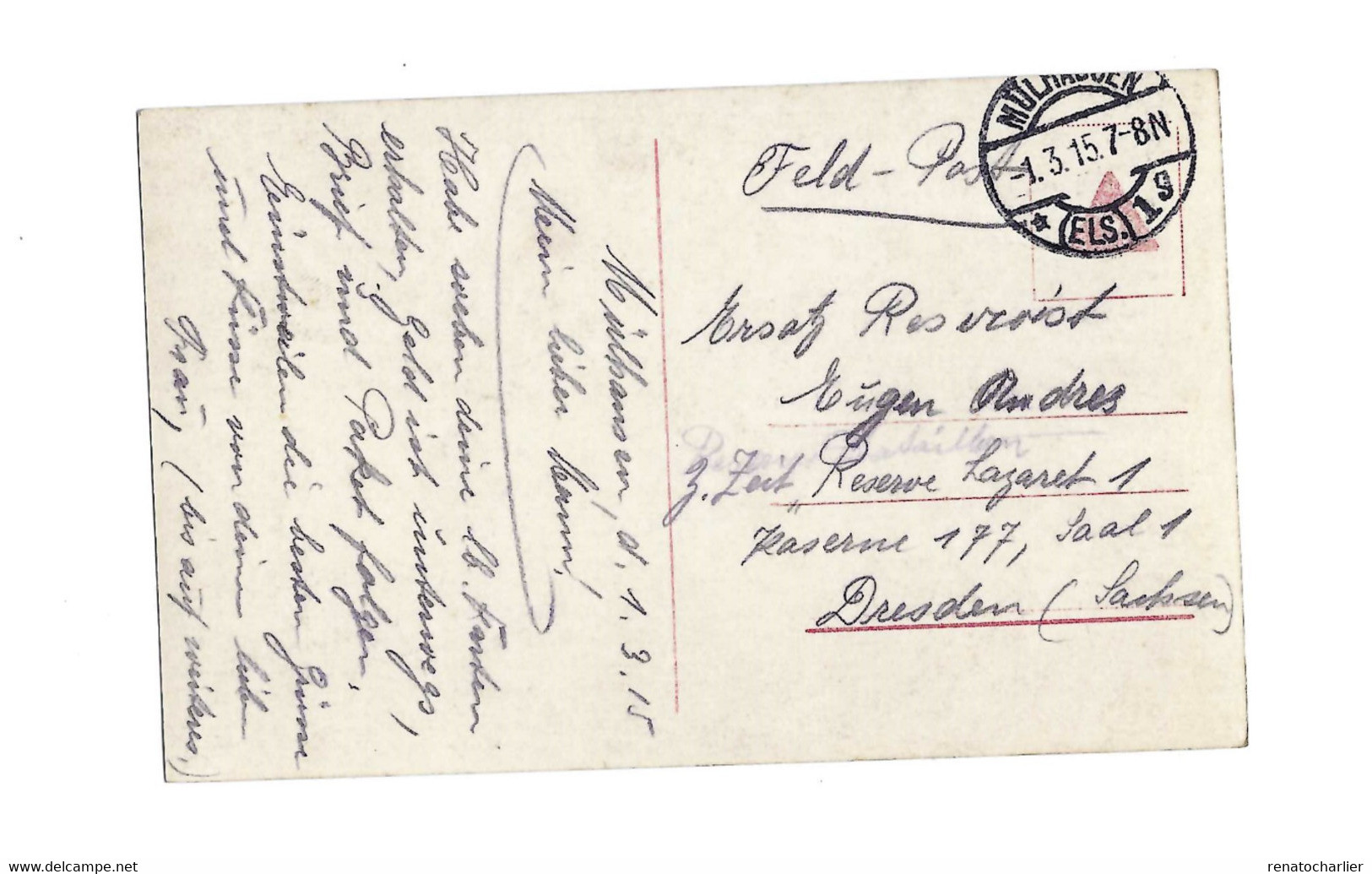 Carte Postale Expédiée En Feldpost De Mühlhausen à Dresden.Fillette. - Militaria