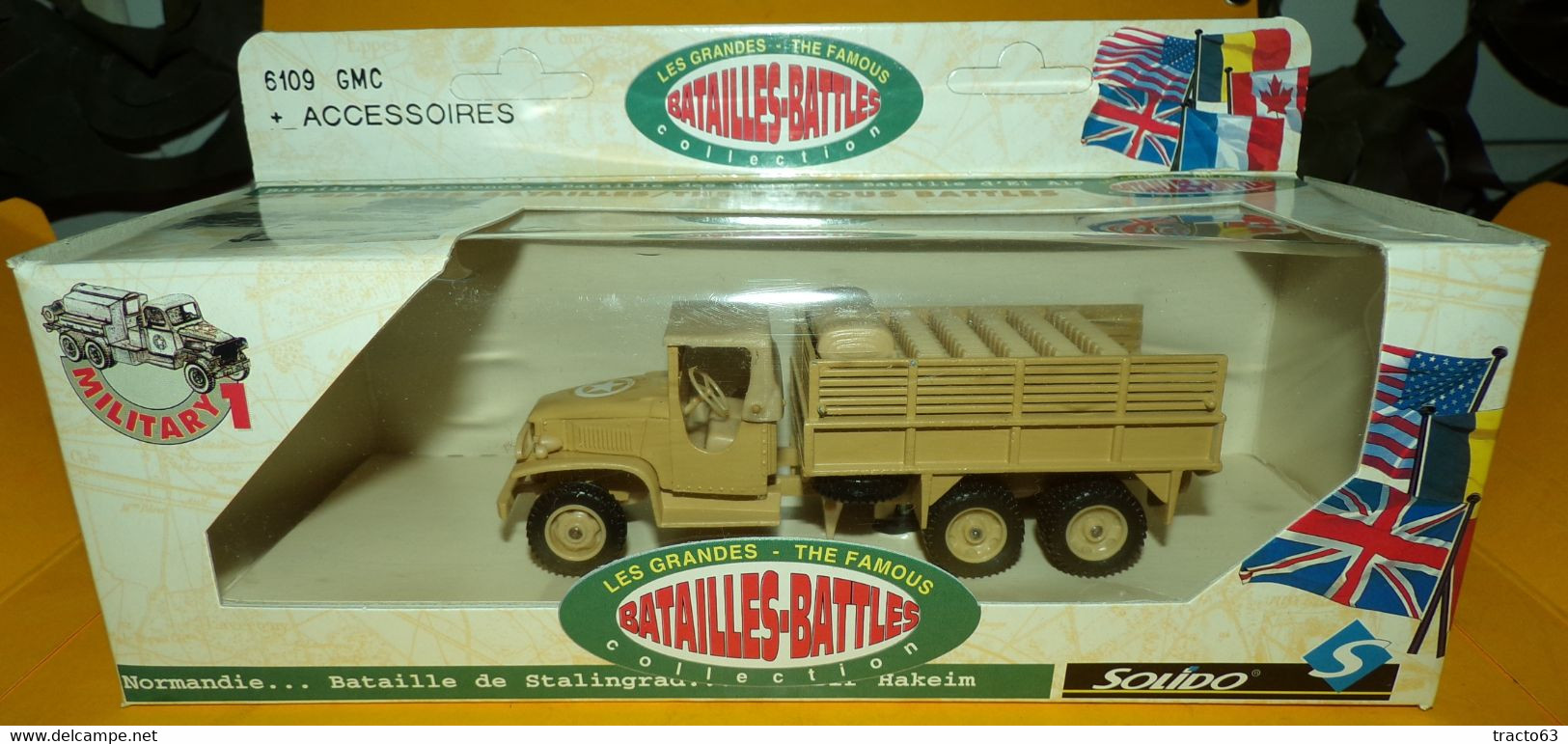 SOLIDO 1/50 : GMC + ACCESSOIRES , U.S  WWII , NUMERO 6109 , NEUF ,SUPERBE , FABRICATION FRANCAISE SOLIDO EN BOITE D'ORIG - Chars