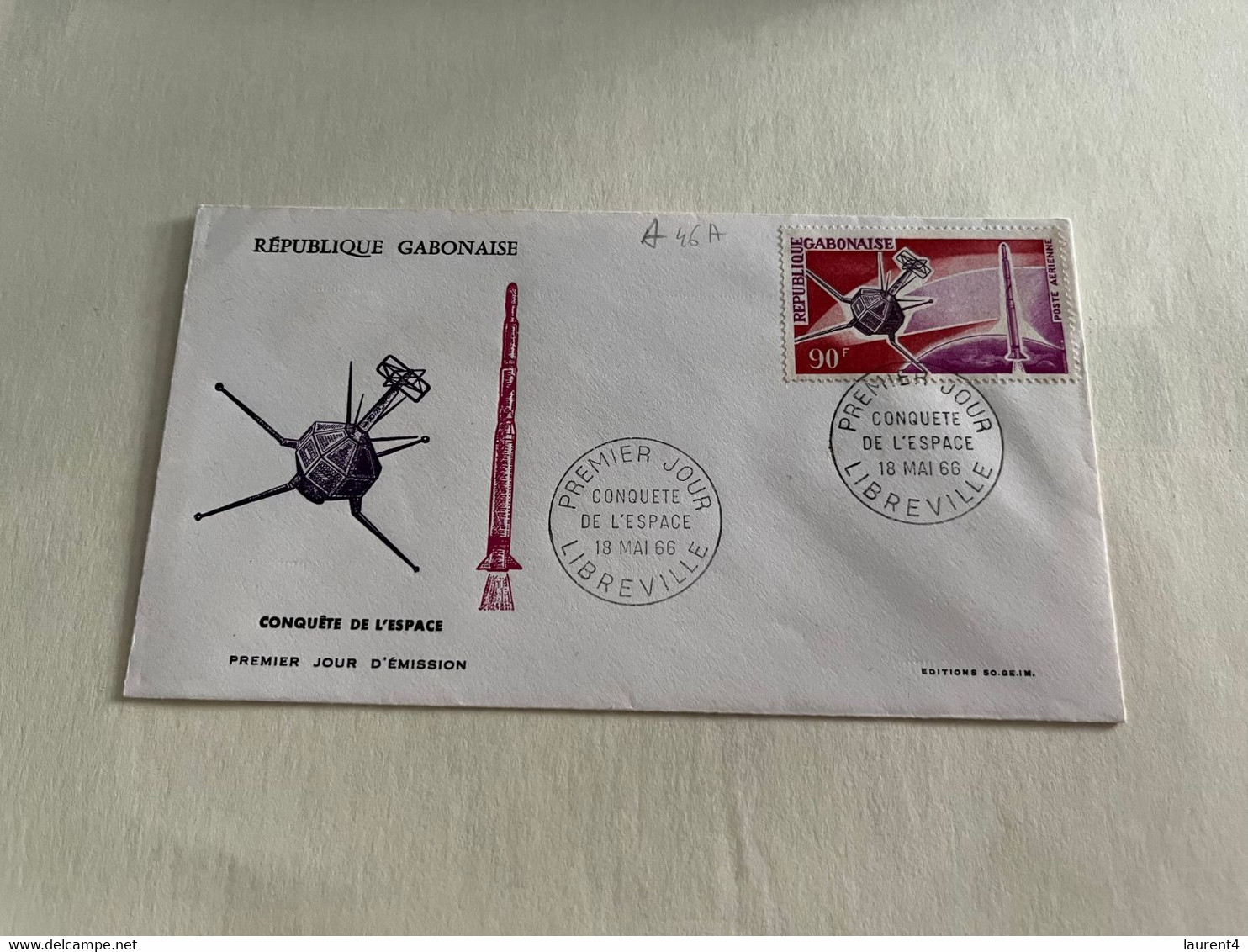 (2 J 31) Space Conquest Satellite - Gabon FDC 1966 - Conquète De L'Espace Par La France - Fusée Diamant - Afrika