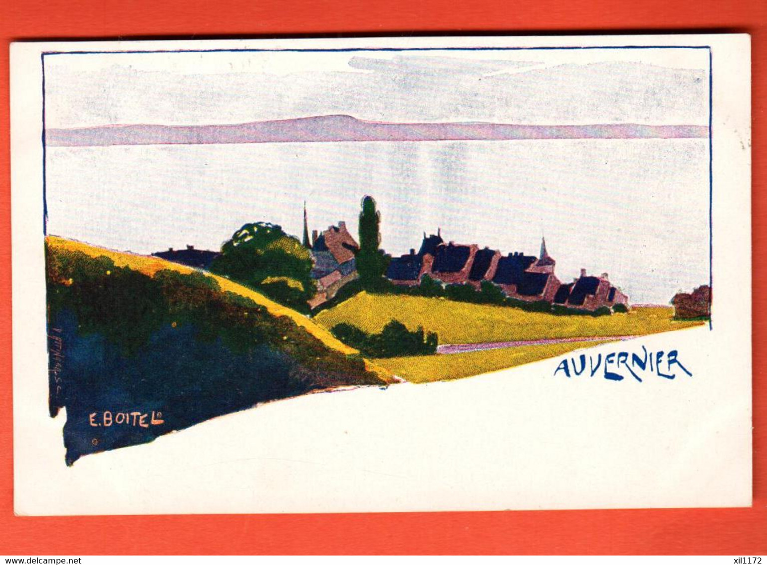 ZTY-39 Litho De E. Boitel  Auvernier.  Dos Simple  NC - Auvernier